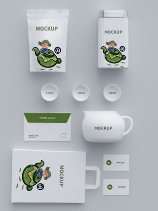 高端品牌茶叶包装盒纸袋智能贴图样机产品效果图展示PSD素材模板