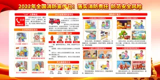 粉色风格消防知识宣传展板全国消防日