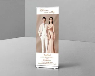 新款网红婚礼迎宾展架 x展架 易拉宝 