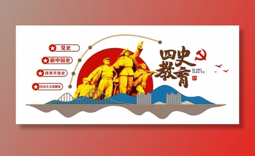 党建党史文化墙源文件CDR平面效果图