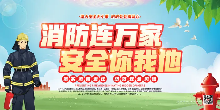 消防安全宣传展板psd模版下载