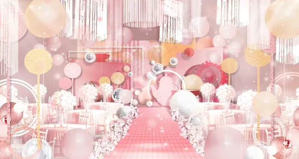 甜蜜粉色公主婚礼效果图