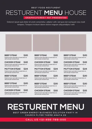 设计英文食物菜单素材