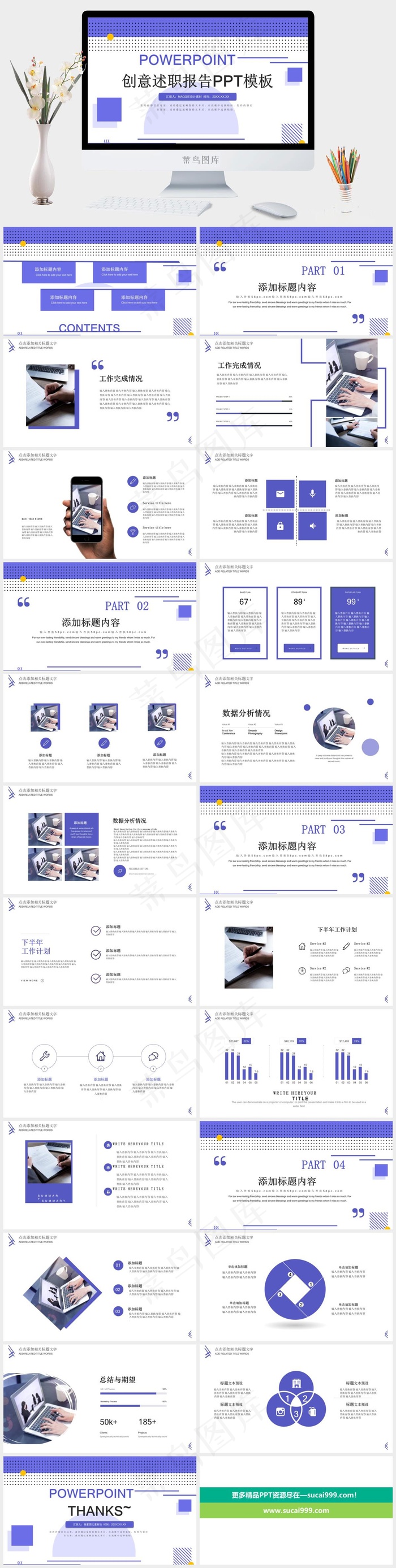 菲斯风格创意述职报告PPT模板