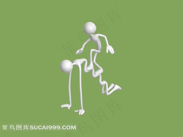 3D小人上台阶高清素材