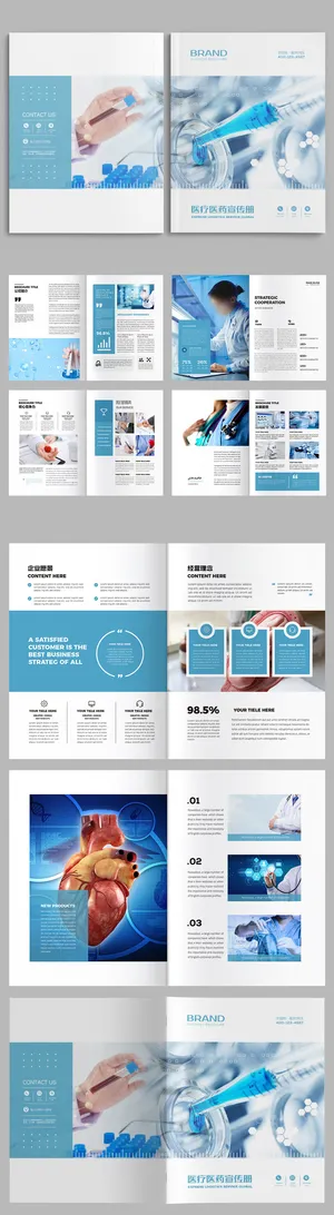 蓝色清新医疗画册医院画册医药画册