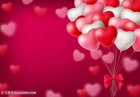 粉色红色白色灰色爱心气球壁纸背景