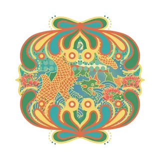 中国风国潮十二生肖龙手绘烫金插画春节剪纸元素PSD设计素材