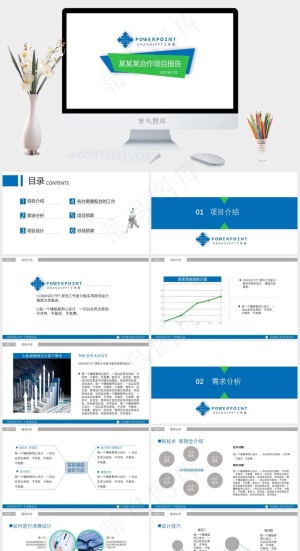 项目合作方案报告PPT模板预览图
