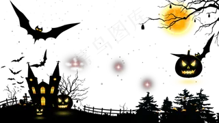 万圣节节日卡通素材城堡
