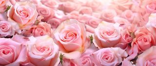 花园背景中五颜六色的玫瑰，以壮观的背景风格，浅粉色