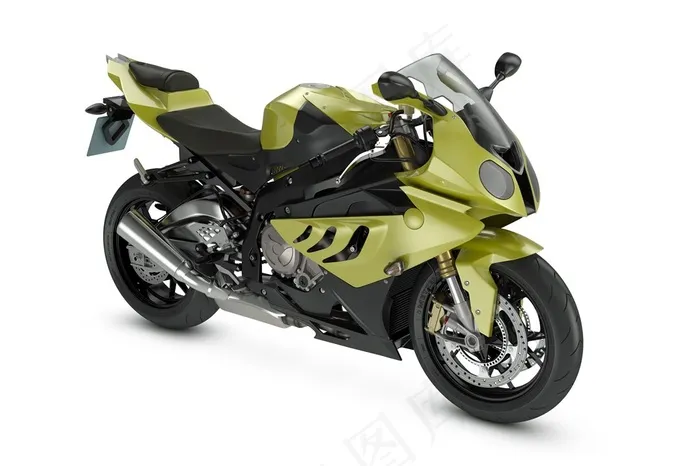 草绿色越野摩托高清图片