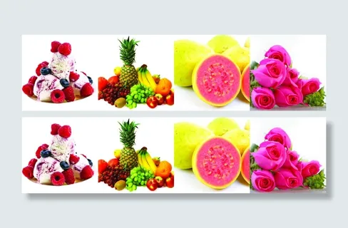 三联玫瑰水果厨房装饰画