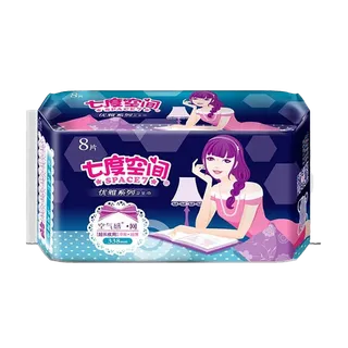 七度空间优雅系列净爽网面超薄超长夜用338mm 8片装 8片／1包超市商品白底图免抠实物摄影png格式图片透明底