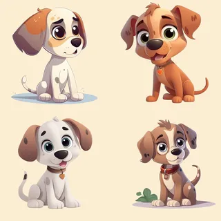 插画风格可爱小狗免抠元素素材