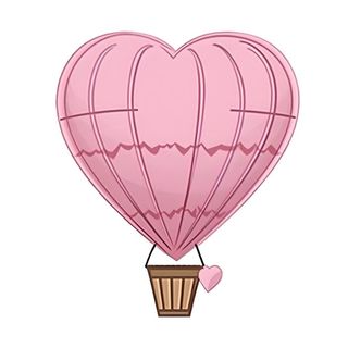 爱心热气球粉色免抠