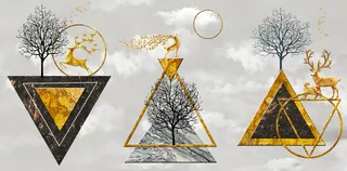 创造林木麋鹿装饰画