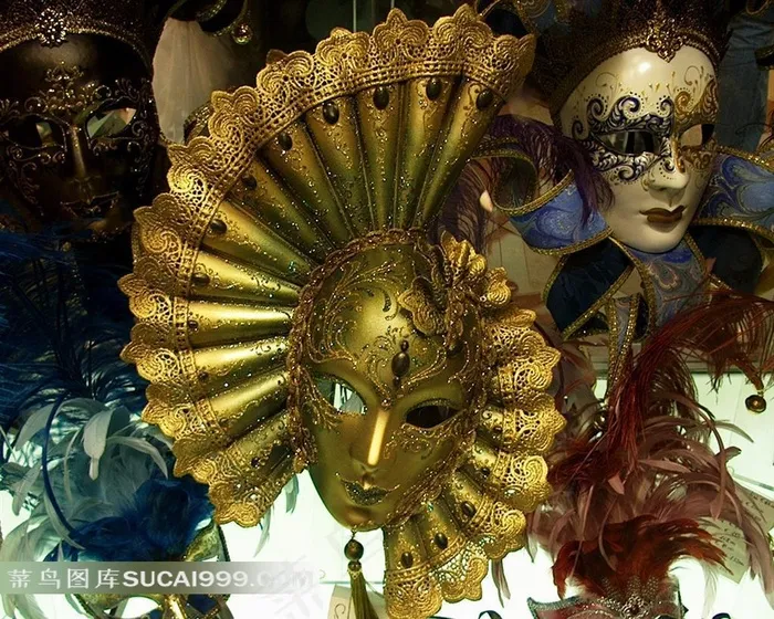 欧式华丽金色面具高清素材