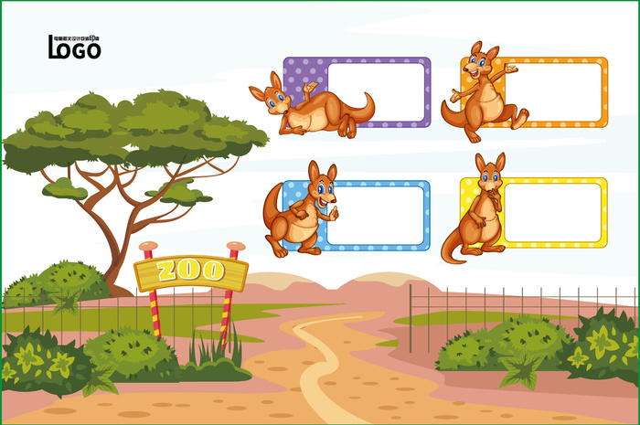 动物世界卡通不干胶标签贴纸