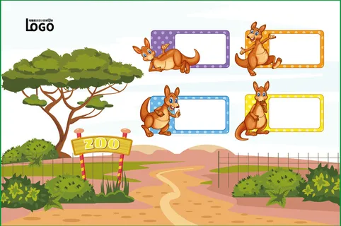 动物世界卡通不干胶标签贴纸