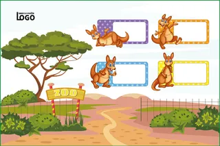 动物世界卡通不干胶标签贴纸