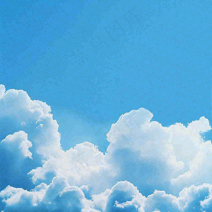蓝色天空白云简约摄影图
