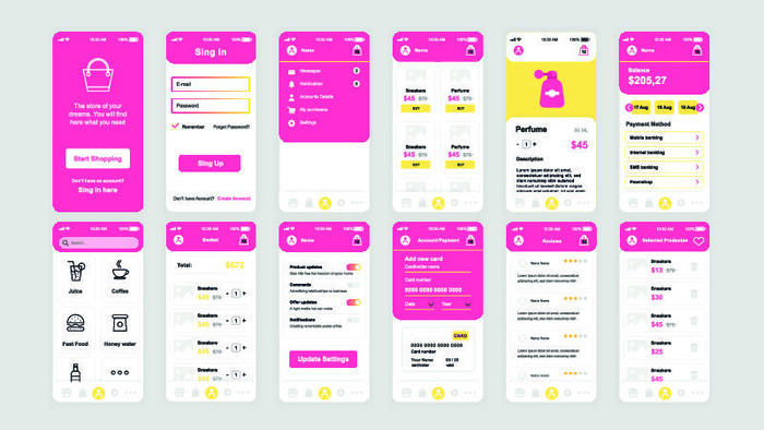 手机移动端整套APP交互UI界面套图作品集EPS矢量图设计素材eps,ai矢量模版下载