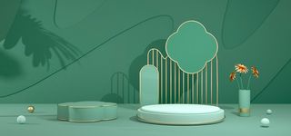 中国风国潮电商促销海报C4D背景图3D场景立体设计PSD素材模板