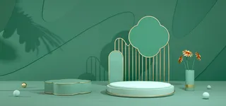 中国风国潮电商促销海报C4D背景图3D场景立体设计PSD素材模板