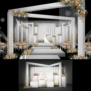 白色清新婚礼效果图  附带源文件图  