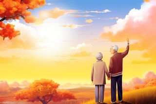 老人插画人物故事意境背景