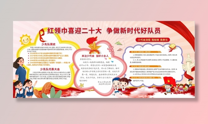 少代会活动流程展板cdr矢量模版下载
