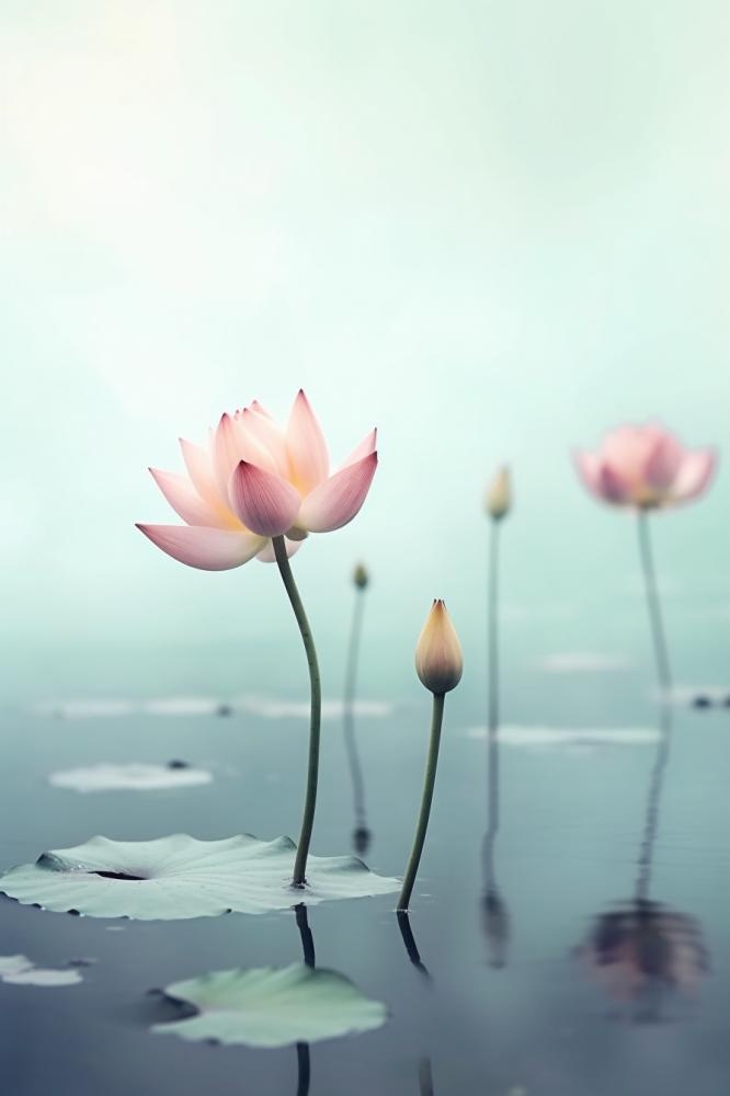 简约雾面荷花池塘背景