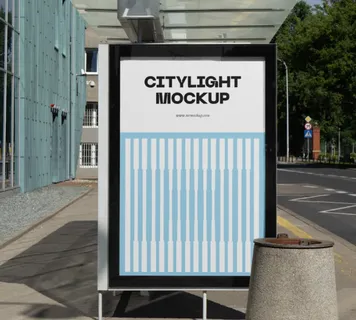 户外公交站台样机 站台广告样机