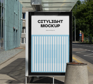 户外公交站台样机 站台广告样机