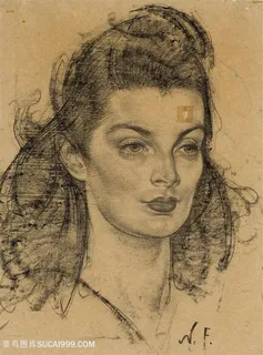 尼古拉费欣手绘美女肖像装饰画