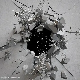 爆破的墙壁图