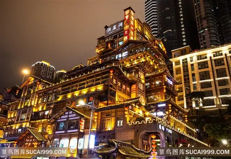 重庆洪崖洞风景夜景 重庆洪崖洞风景夜景