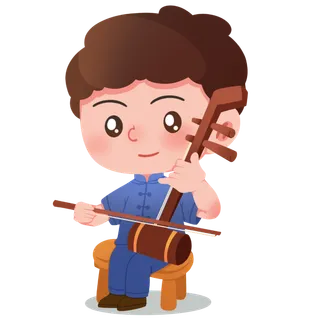 卡通手绘酷拽可爱玩乐器培训人物