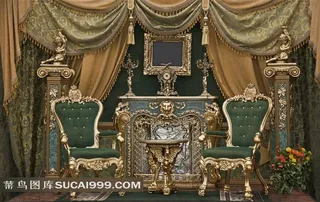 华丽欧式沙发窗帘素材