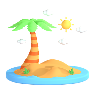 岛卡通自然图标3Dpng素材