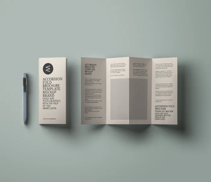 四折页宣传册样机psd模版下载