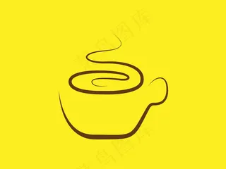 黄色背景咖啡线条简笔画