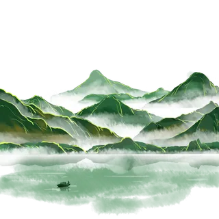 清明元素古风中式清明节山水画中国风