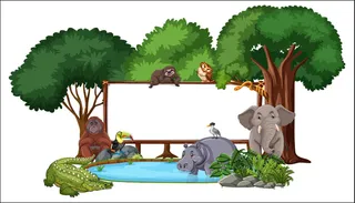 边框可爱动物园装饰