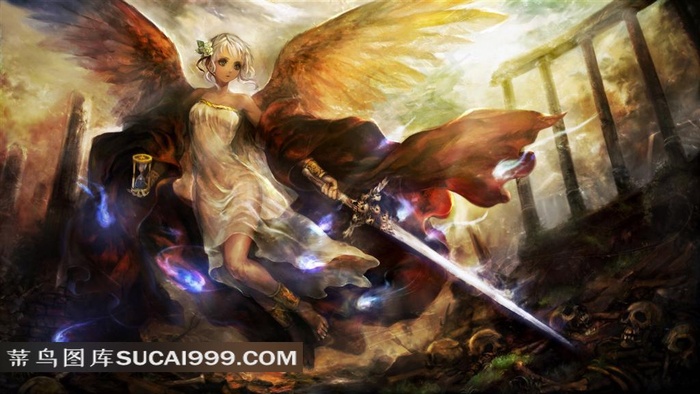 龙之皇冠拿宝剑的翅膀美少女