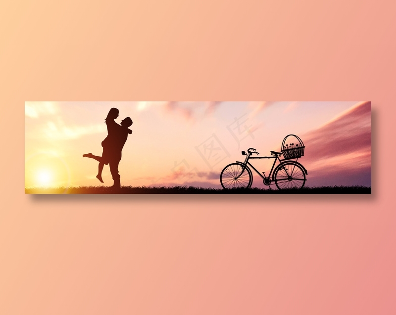 彩霞日落郊游自行车