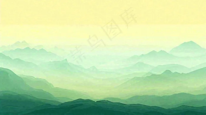 绿色延绵山脉意境国风(1456x816)