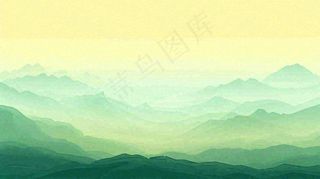 绿色延绵山脉意境国风