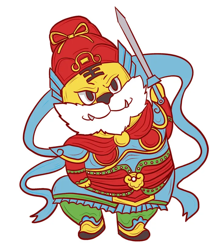2022虎年吉祥物卡通公仔小老虎形象设计福字元素手绘插画psd素材(2037x2376)psd模版下载